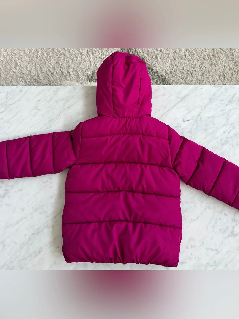 The Children's Place Hooded Puffer Jacket in Bright Magenta